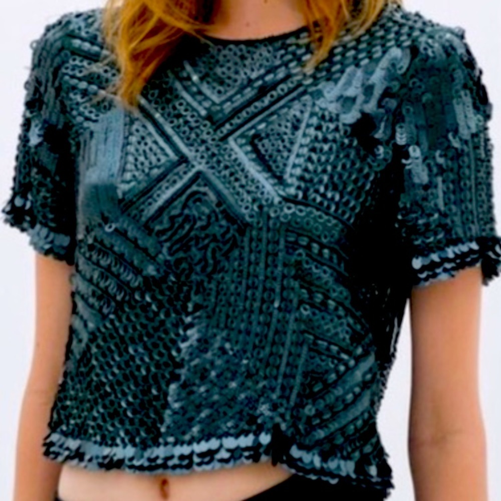 Zara Emerald Green Sequin Top